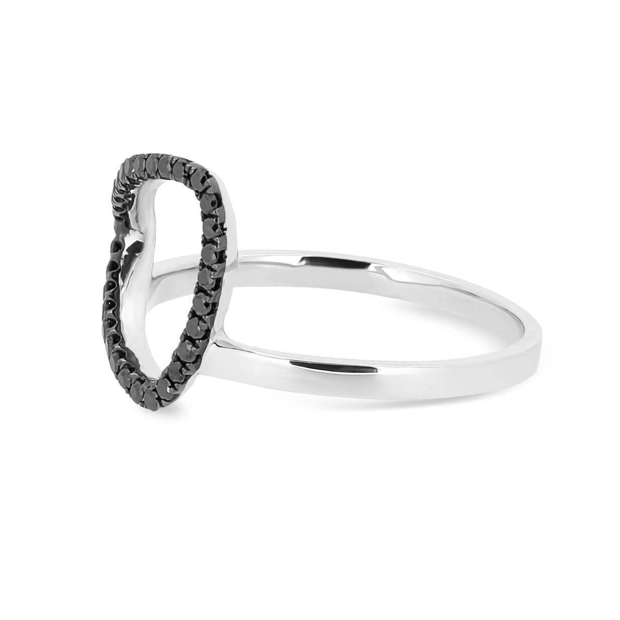 White Gold Black Diamond Pebble Ring. image 1
