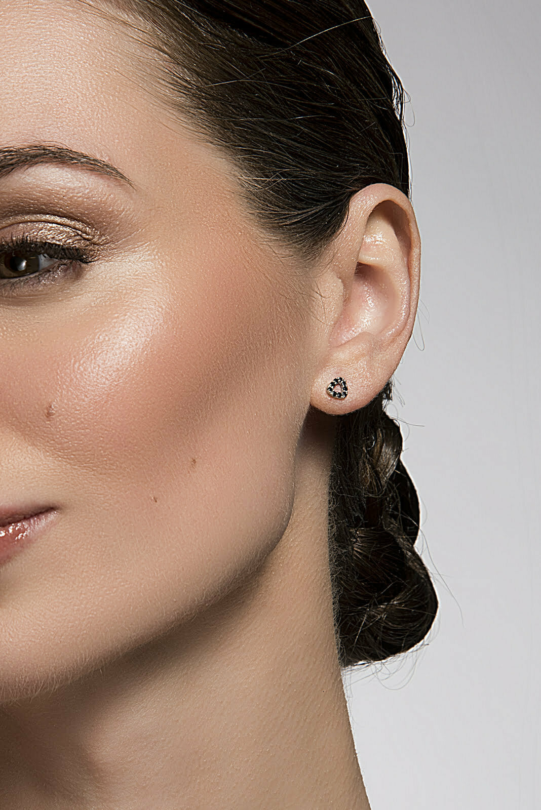 White Gold Black Diamond Pebble Studs image 1