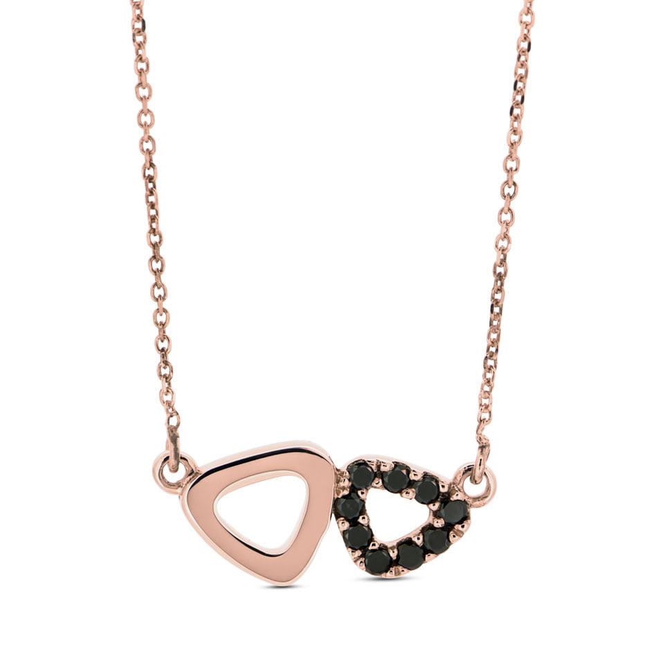Rose Gold Black Diamond Double Pebble Pendant image 0