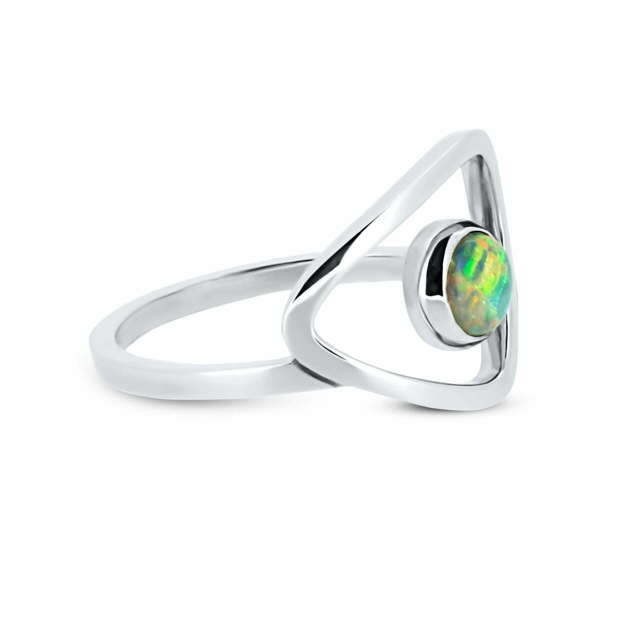 White Gold Opal Pebble Ring image 1