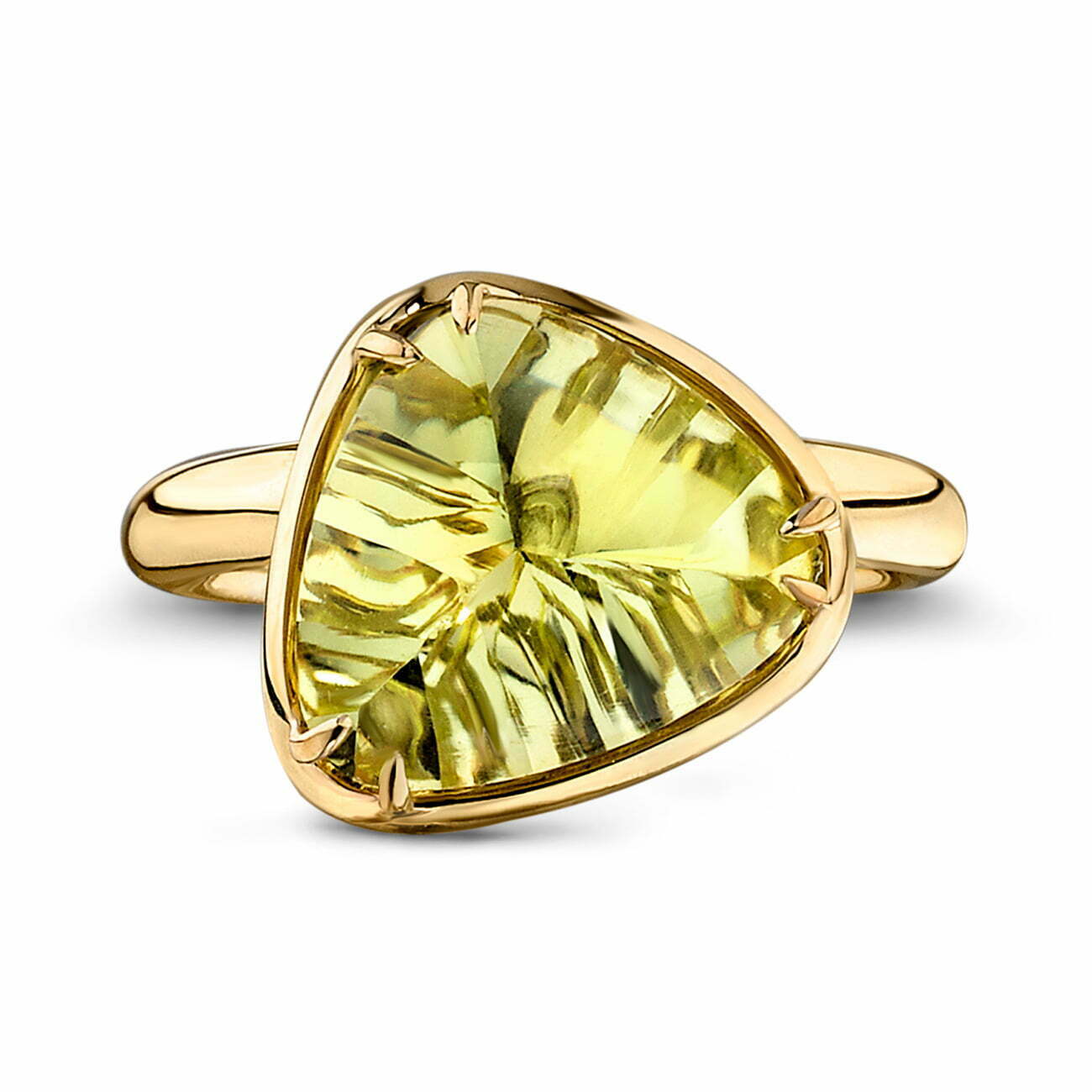 Yellow Quartz Gold Pebble Ring image 1