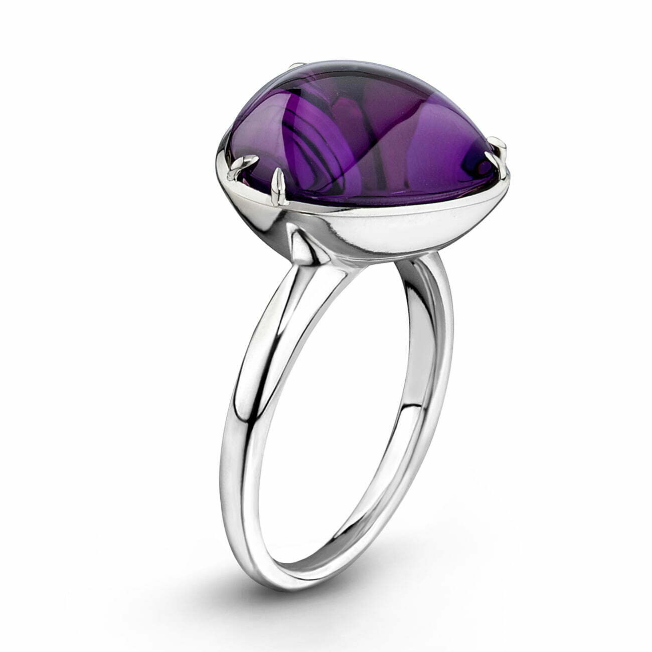 Amethyst White Gold Large Pebble Ring image 1