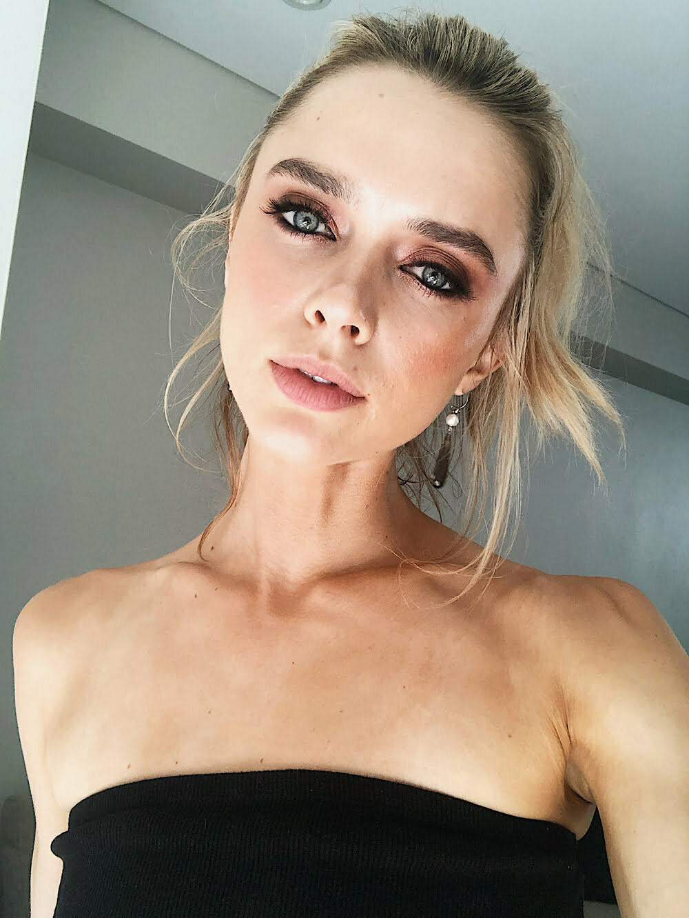 Pearl and Smoky Quartz White Gold Drop Earrings image 1