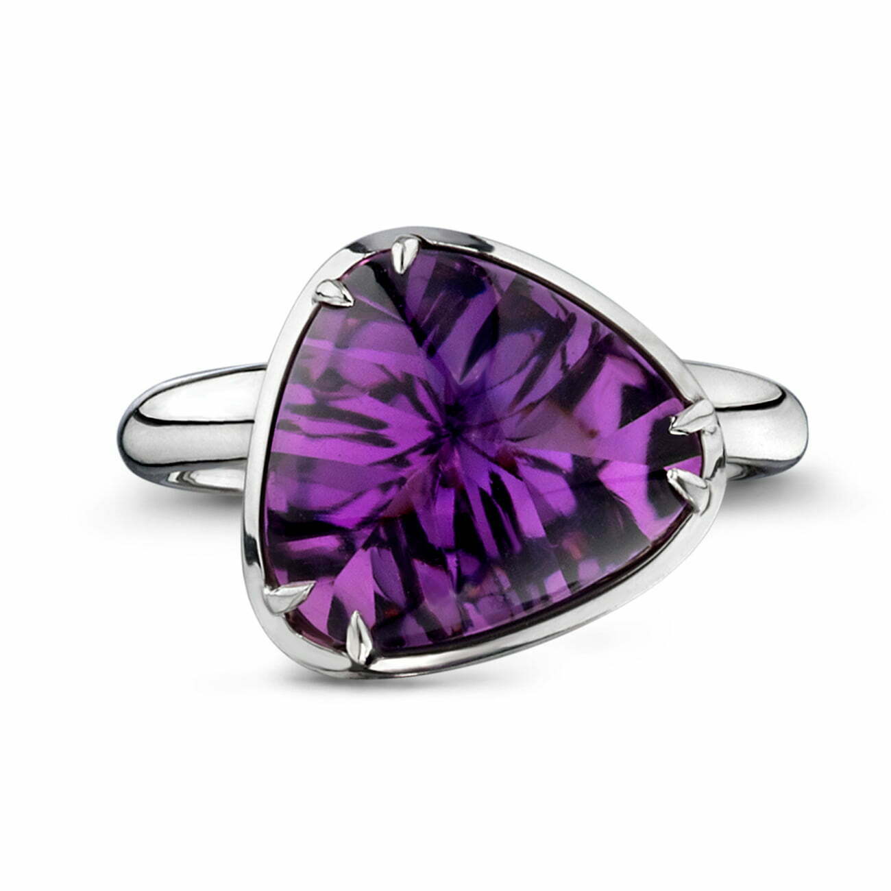 Amethyst White Gold Pebble Ring image 0