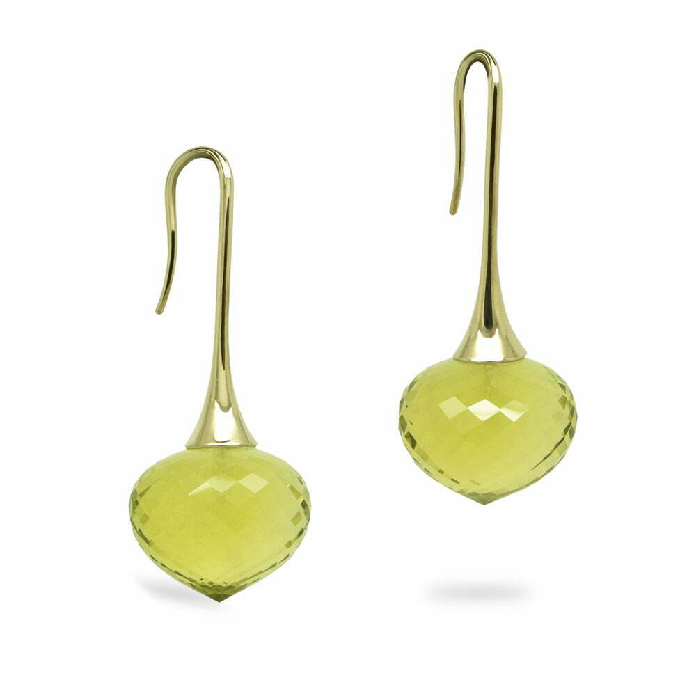 Yellow Gold Lemon Quartz Slender Earrings image 0