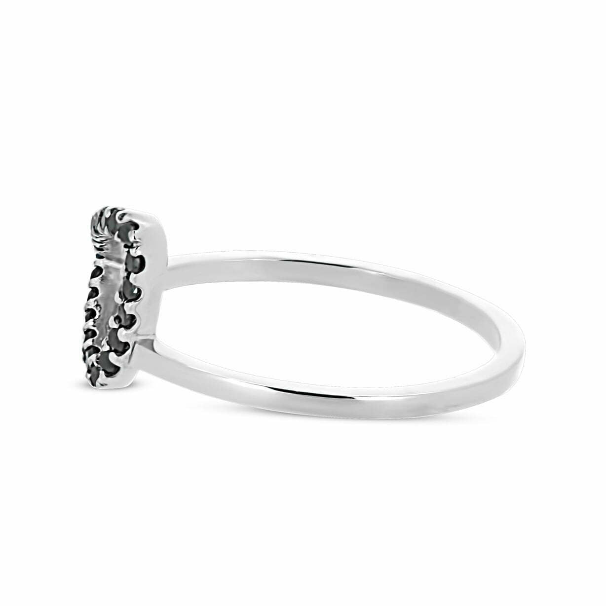 White Gold Black Diamond Mini Pebble Ring image 1