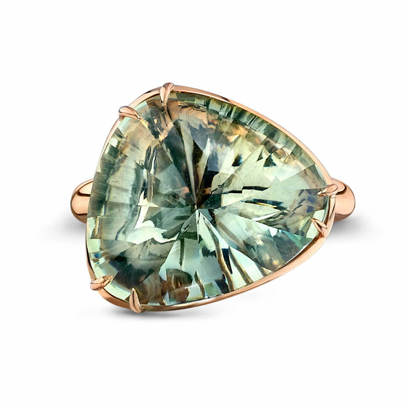 Rose Gold & Green Quartz Large Pebble Ring image 0