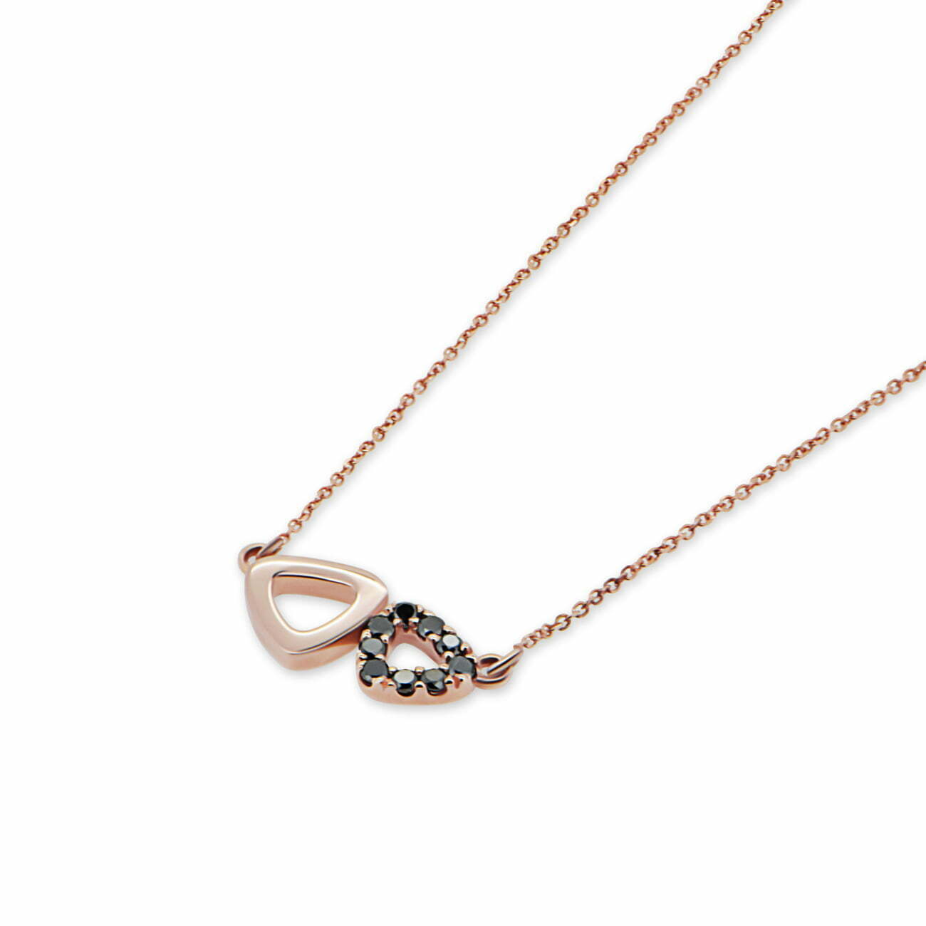 Rose Gold Black Diamond Double Pebble Pendant image 1