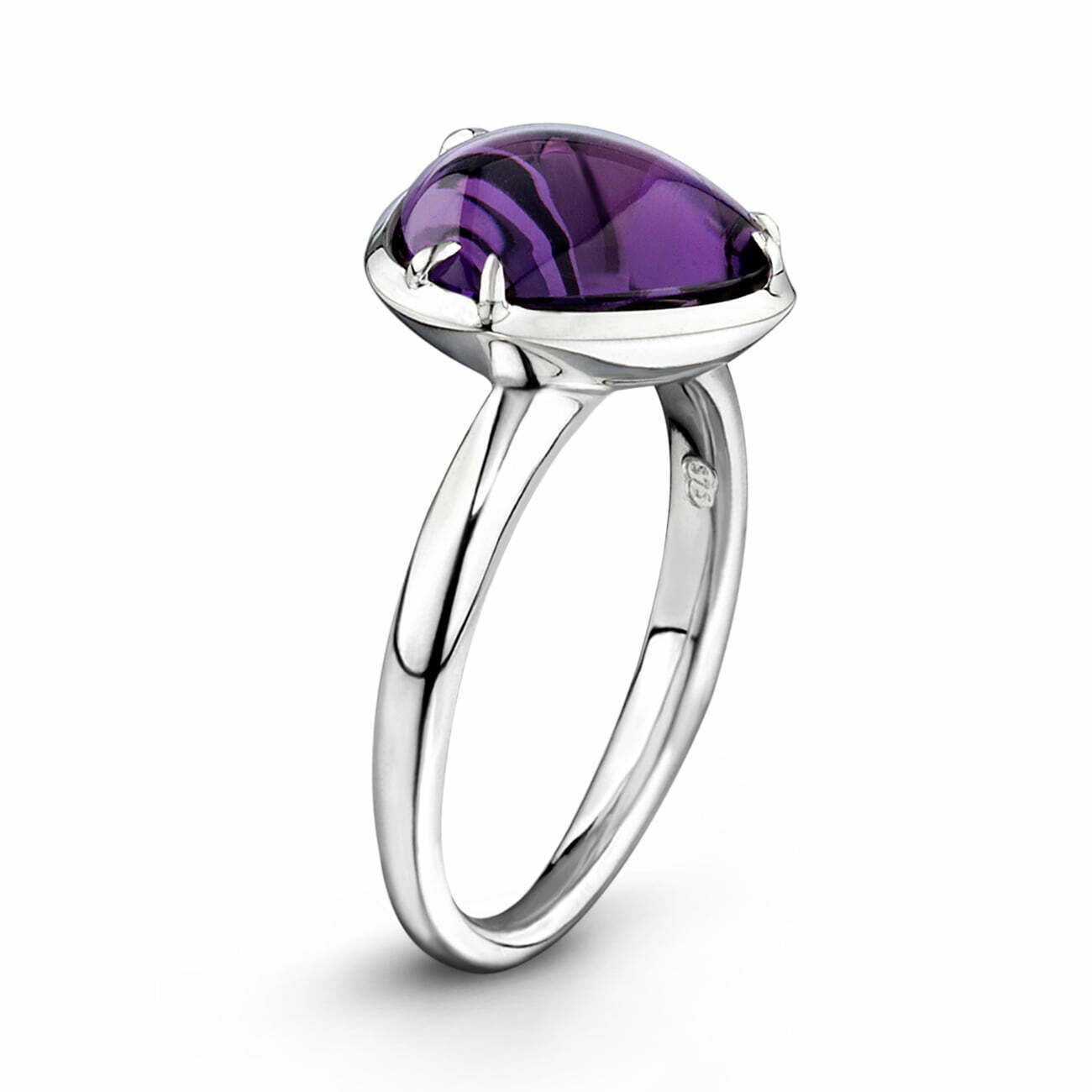 Amethyst White Gold Pebble Ring image 1