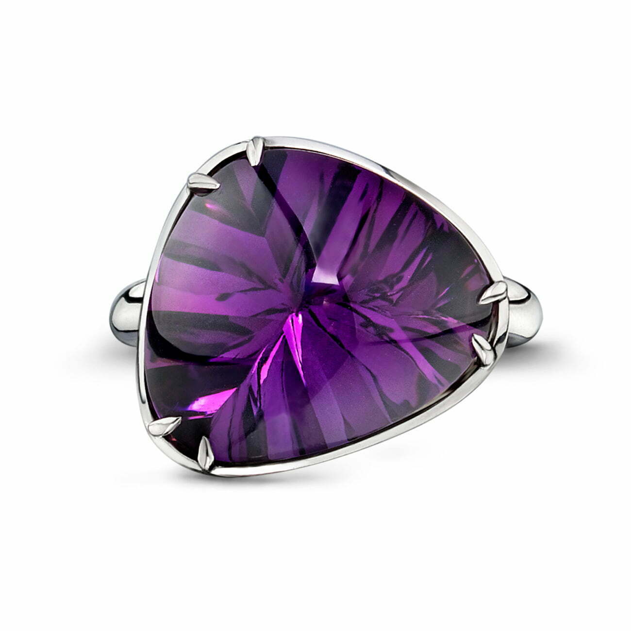 Amethyst White Gold Large Pebble Ring image 0