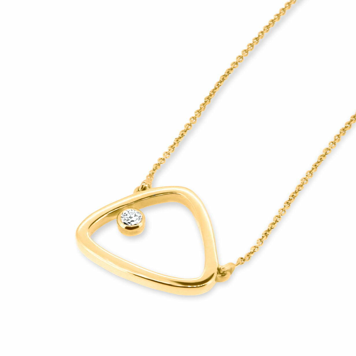 Gold Single Diamond Pebble Pendant image 1
