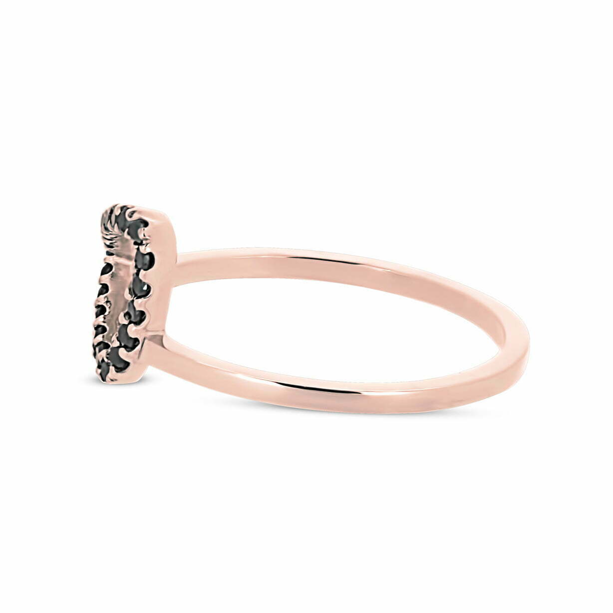 Rose Gold Black Diamond Mini Pebble Ring image 1