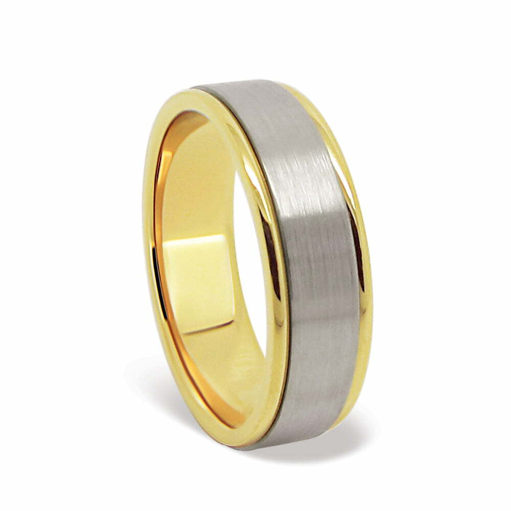 Two Tone Yellow & White Gold Mens Wedding Ring image 0