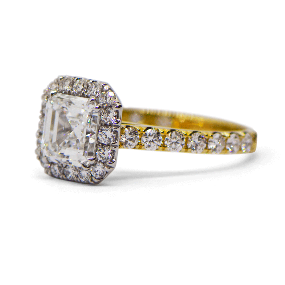Kimberley | Two Tone Asscher Cut Diamond Engagement Ring image 1