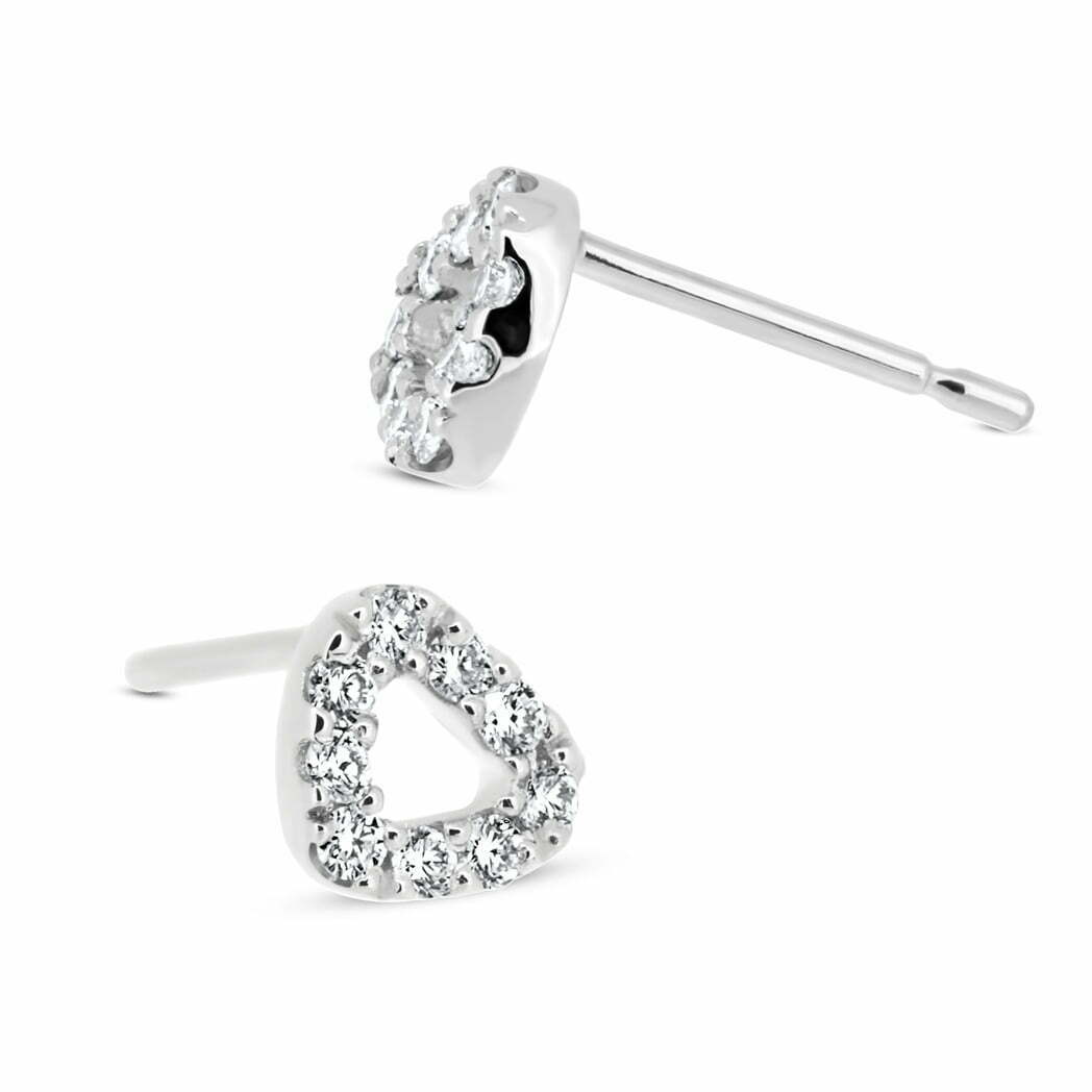 White Gold Diamond Pebble Studs image 0