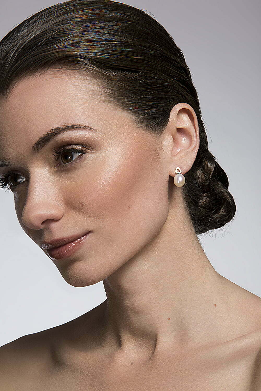 Rose Gold Pearl Pebble Studs image 1