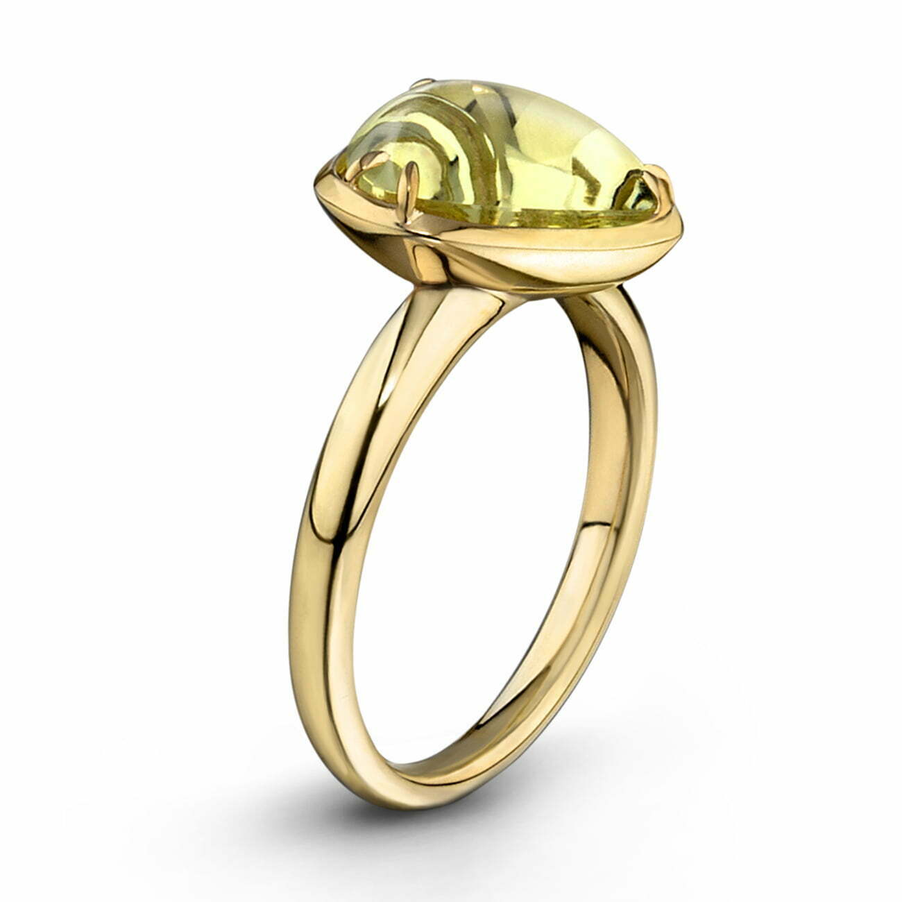 Yellow Quartz Gold Pebble Ring image 0