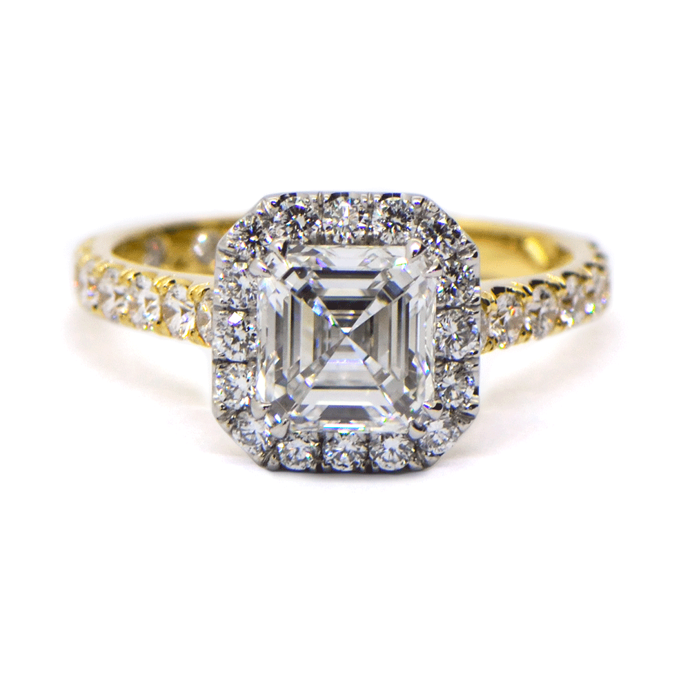 Kimberley | Two Tone Asscher Cut Diamond Engagement Ring image 0