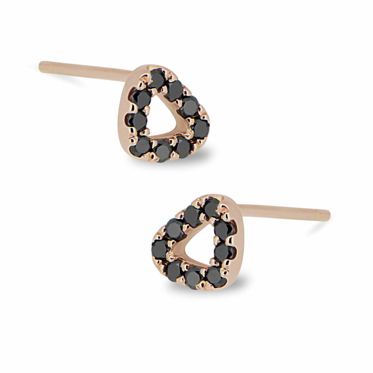 Rose Gold Black Diamond Pebble Studs image 0