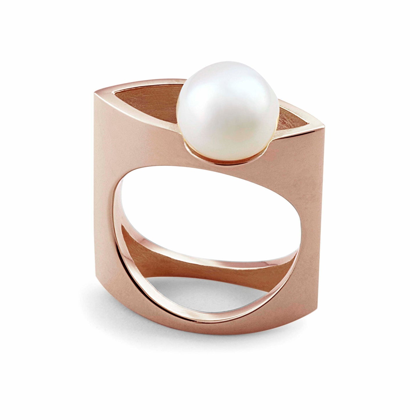 Rose Gold Pearl Marquis Ring image 0