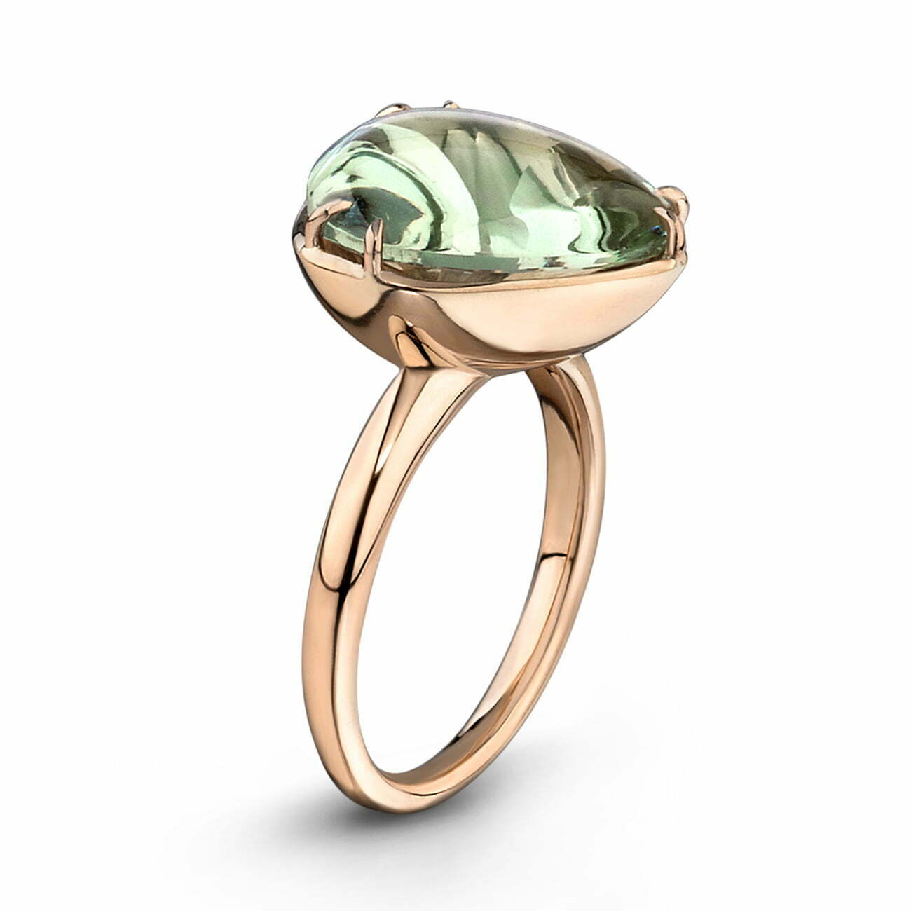 Rose Gold & Green Quartz Large Pebble Ring image 1