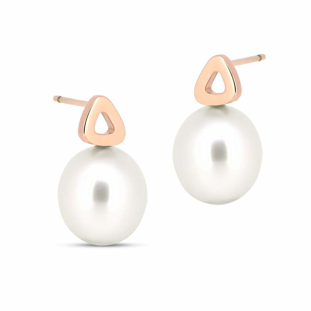 Rose Gold Pearl Pebble Studs image 0