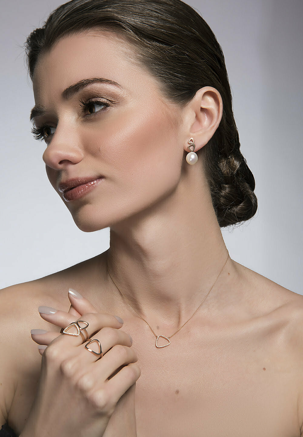 Rose Gold White Pearl Double Pebble Studs – Adina Jozsef Fine Jewellery