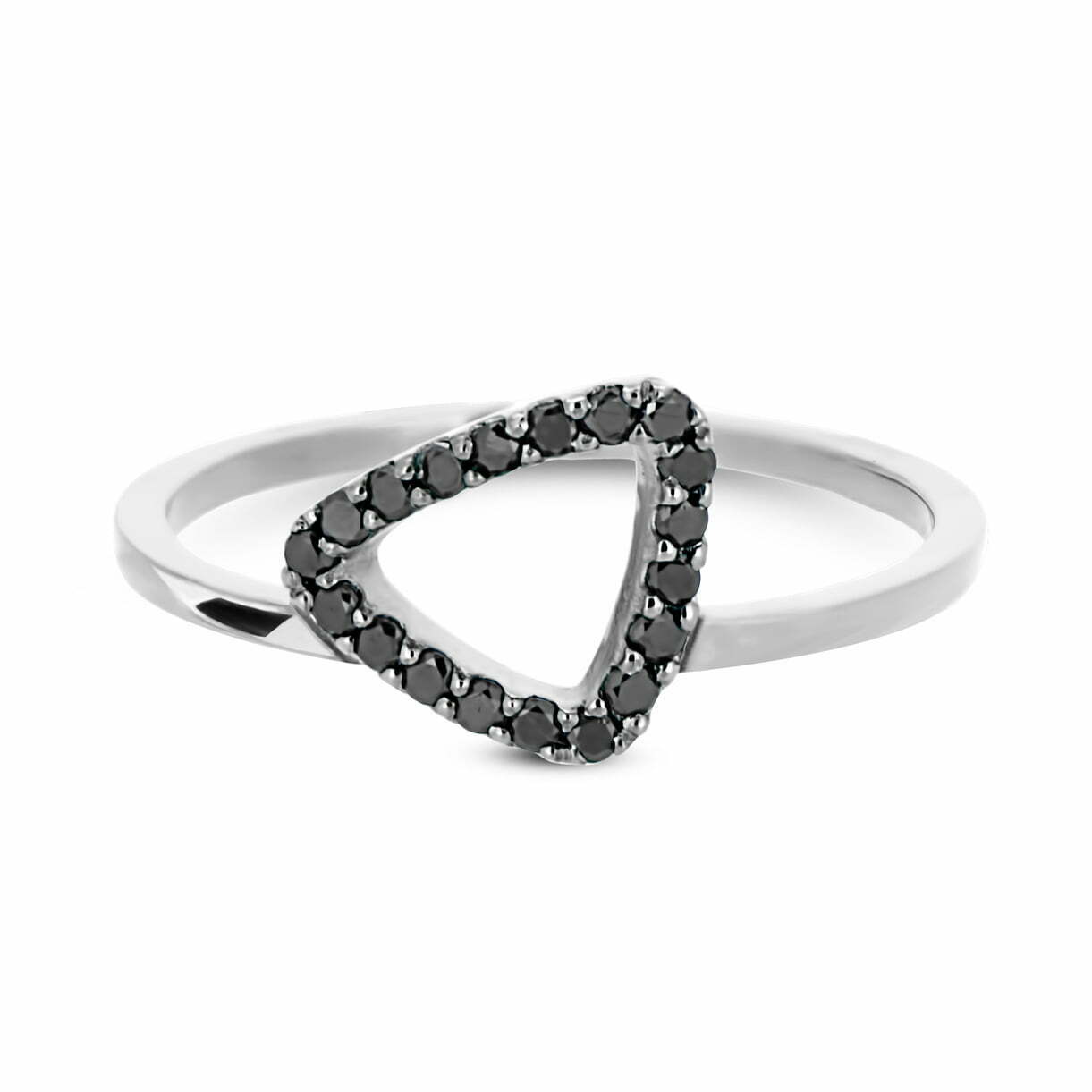 White Gold Black Diamond Mini Pebble Ring image 0