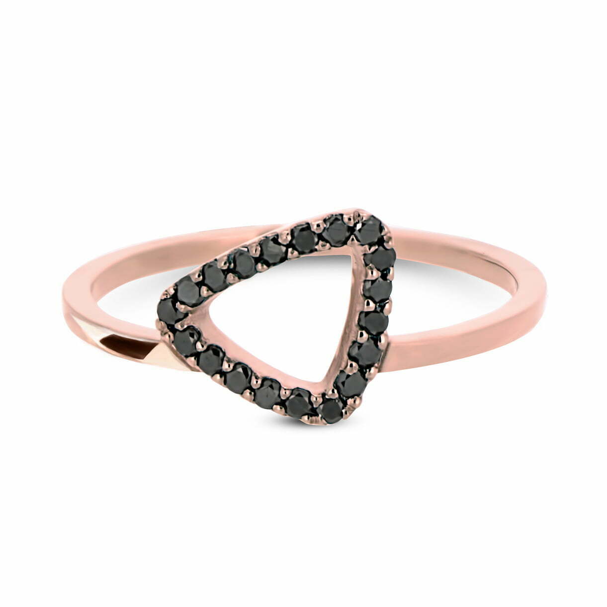Rose Gold Black Diamond Mini Pebble Ring image 0