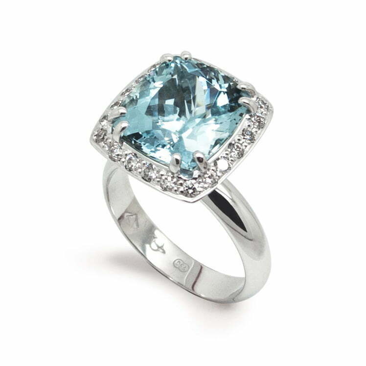 Nadia | Aquamarine & Diamond White Gold Engagement Ring image 0