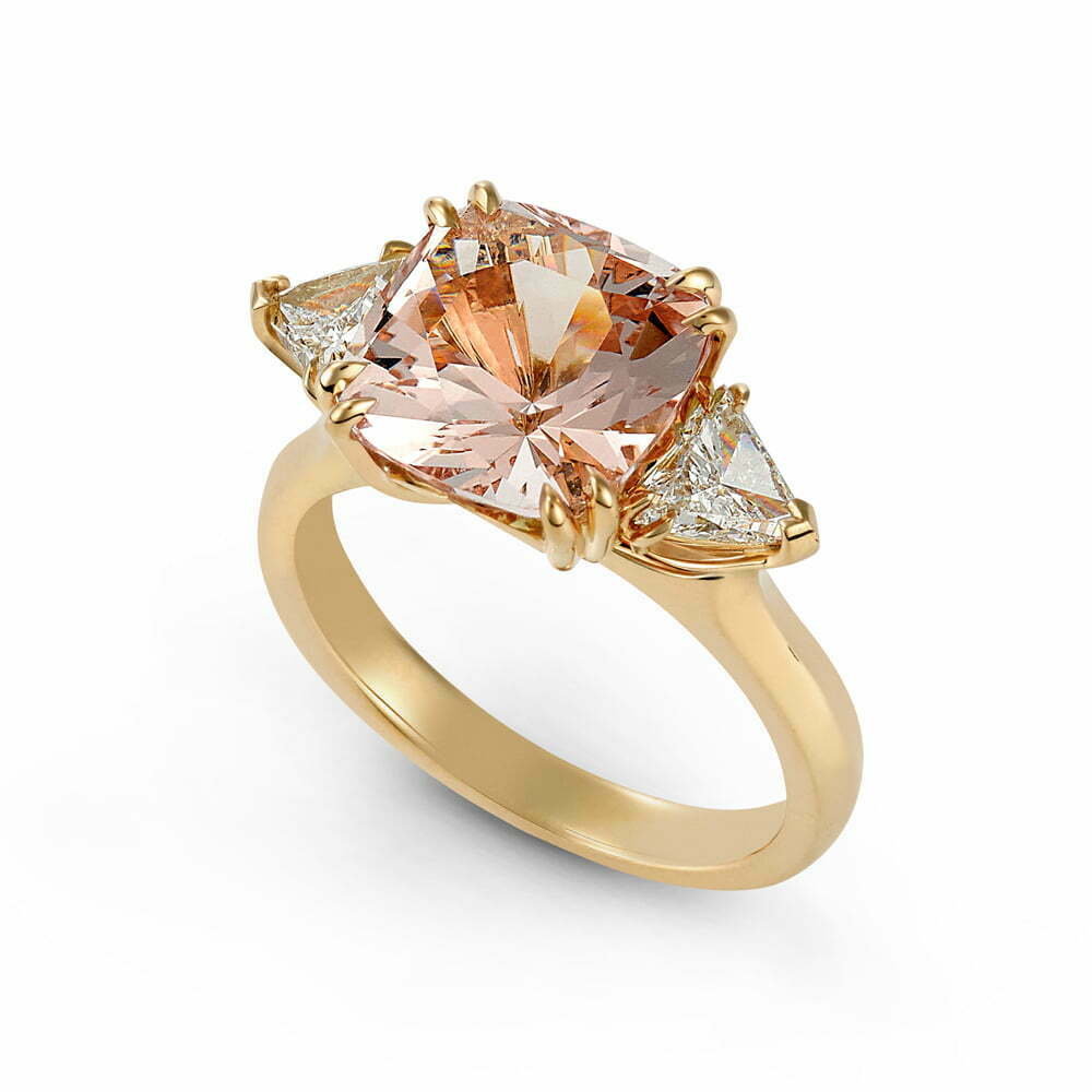 Jo | Cushion Cut Morganite and Diamond Engagement Ring image 0