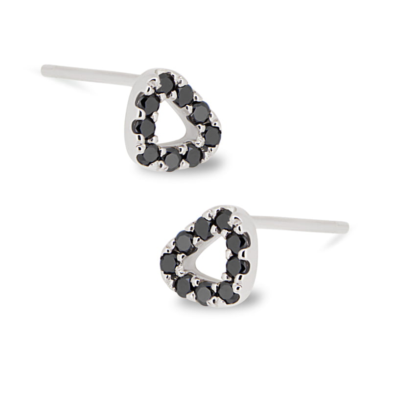 White Gold Black Diamond Pebble Studs image 0