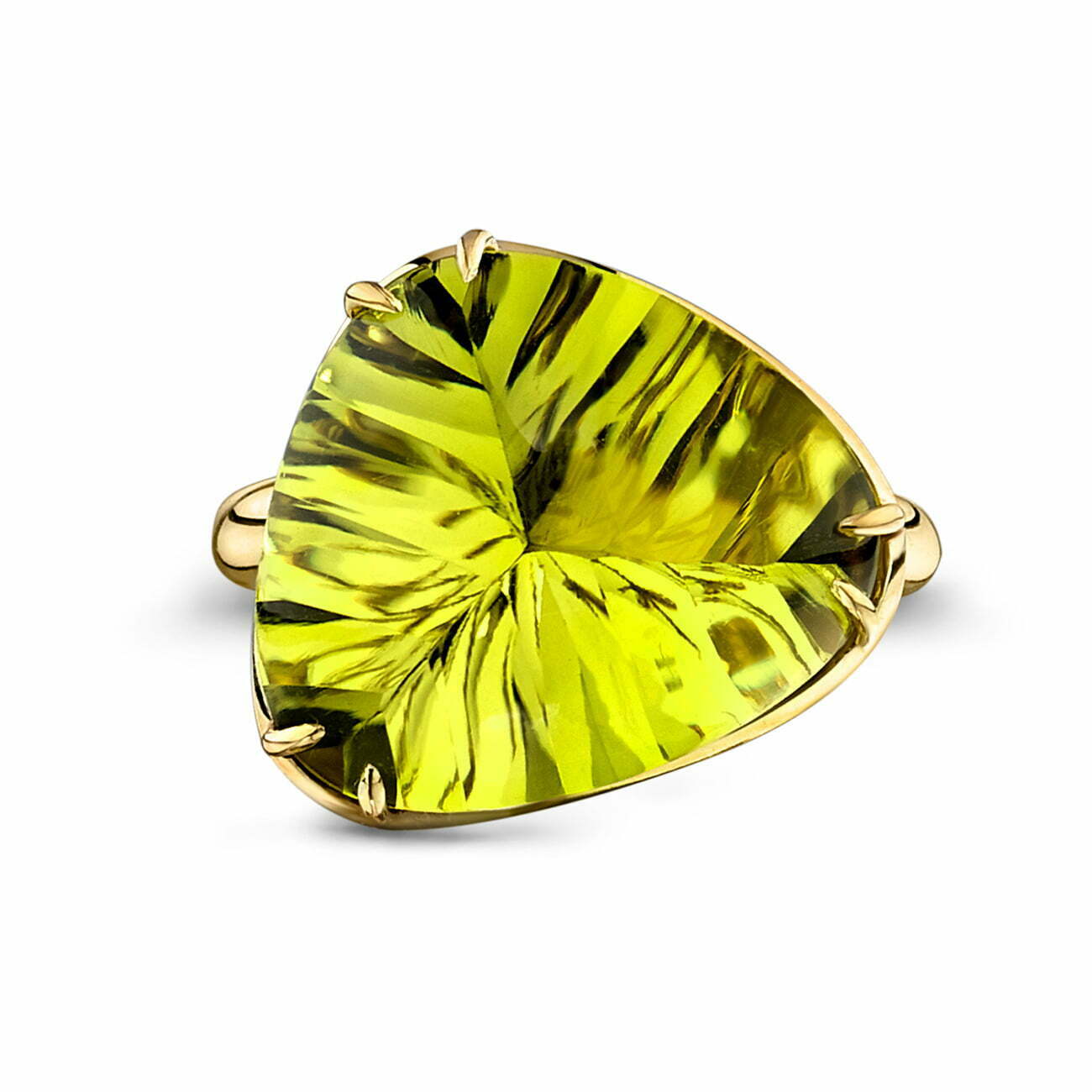 Yellow Quartz Large Gold Pebble Ring image 0