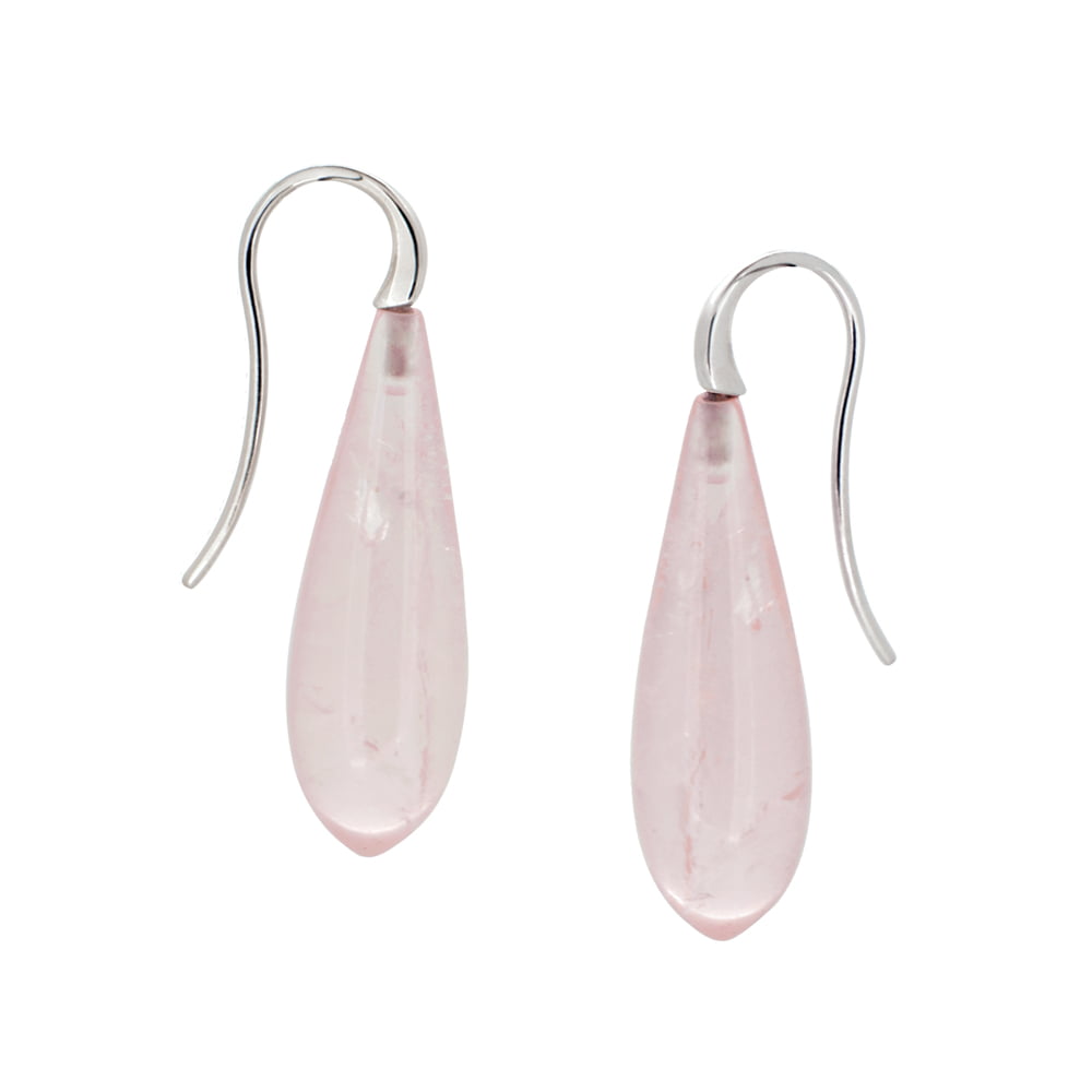 Sterling Silver Rose quartz Hook Earrings image 0