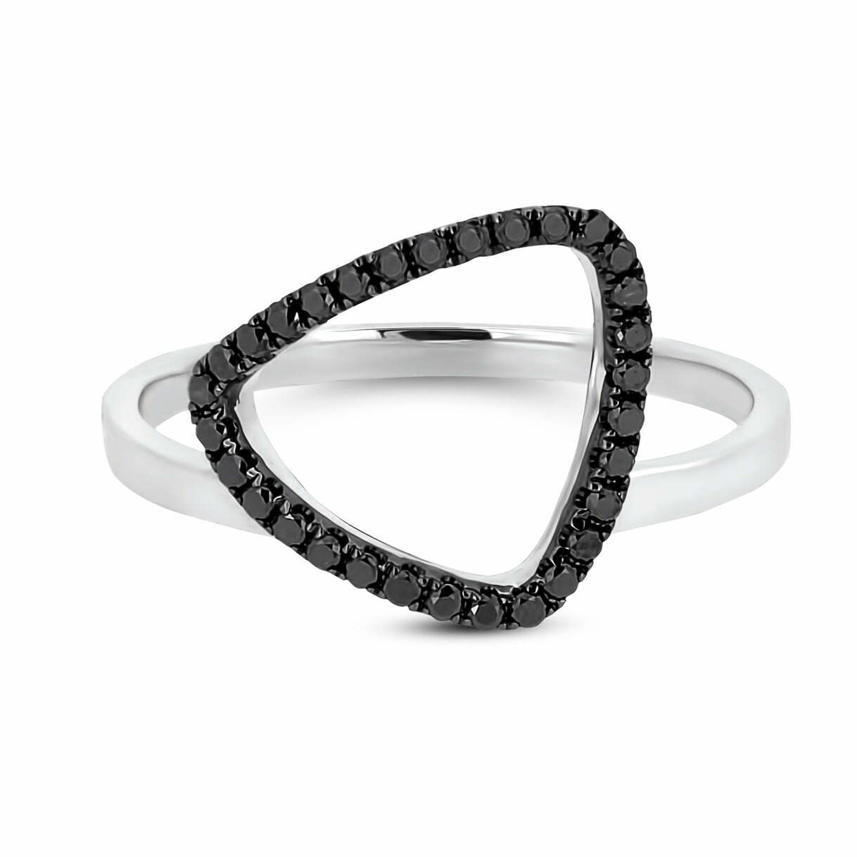 White Gold Black Diamond Pebble Ring. image 0