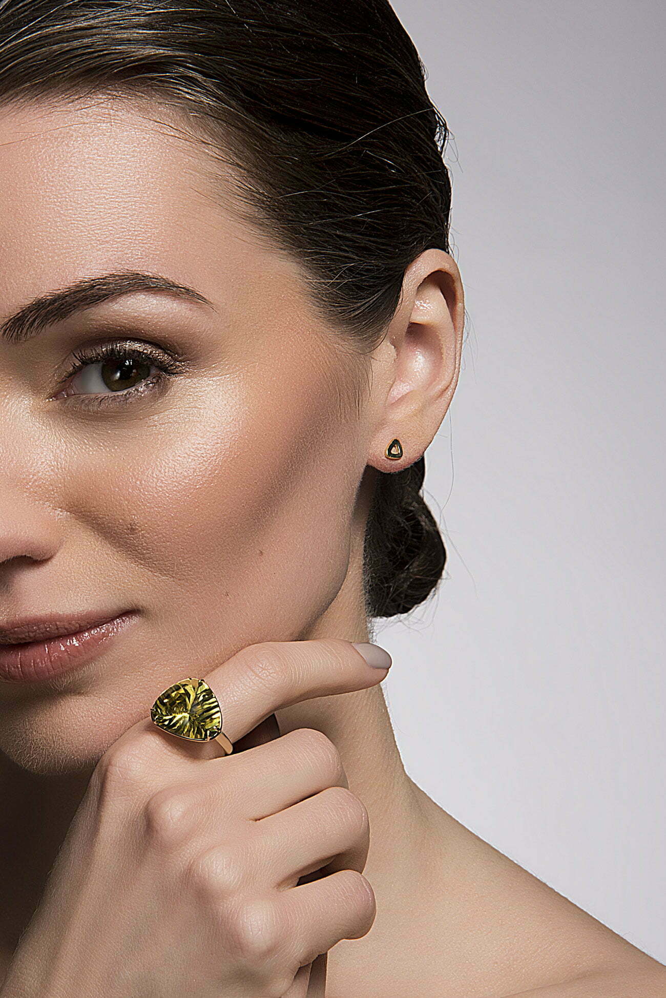 Yellow Gold Pebble Stud Earrings image 1