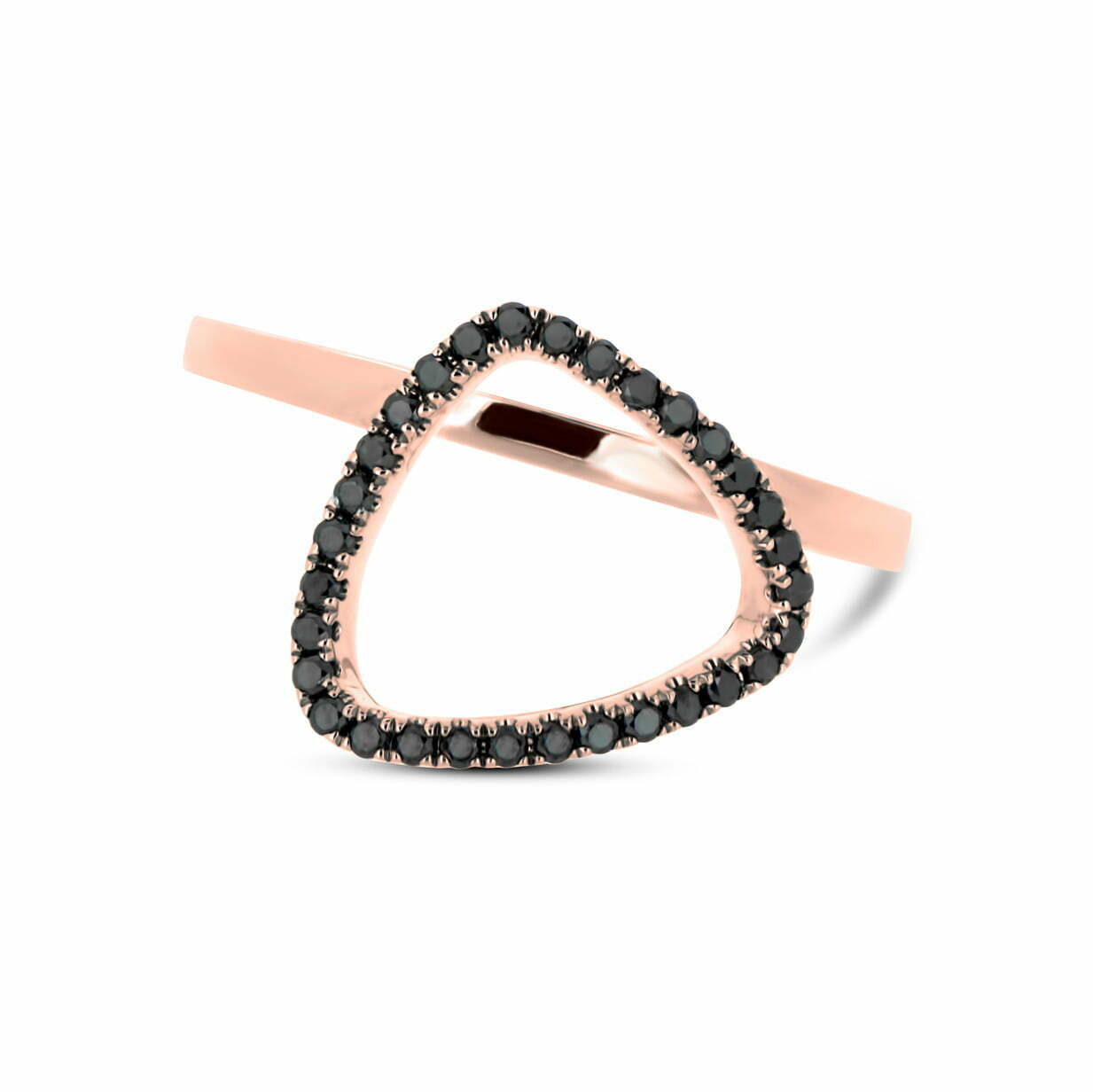 Rose Gold Black Diamond Pebble Ring image 0