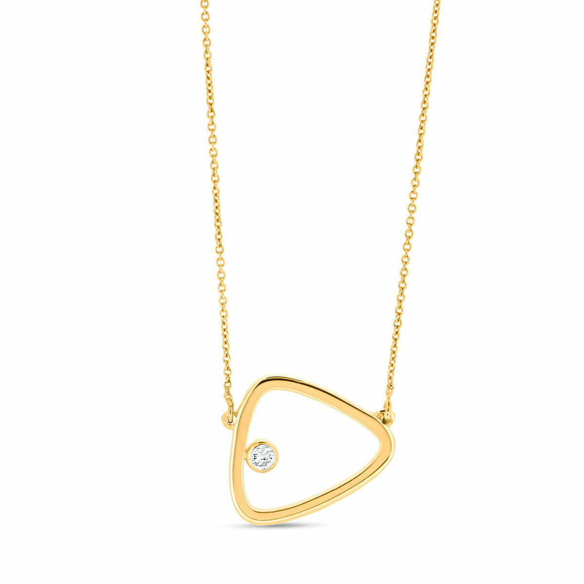 Gold Single Diamond Pebble Pendant image 0