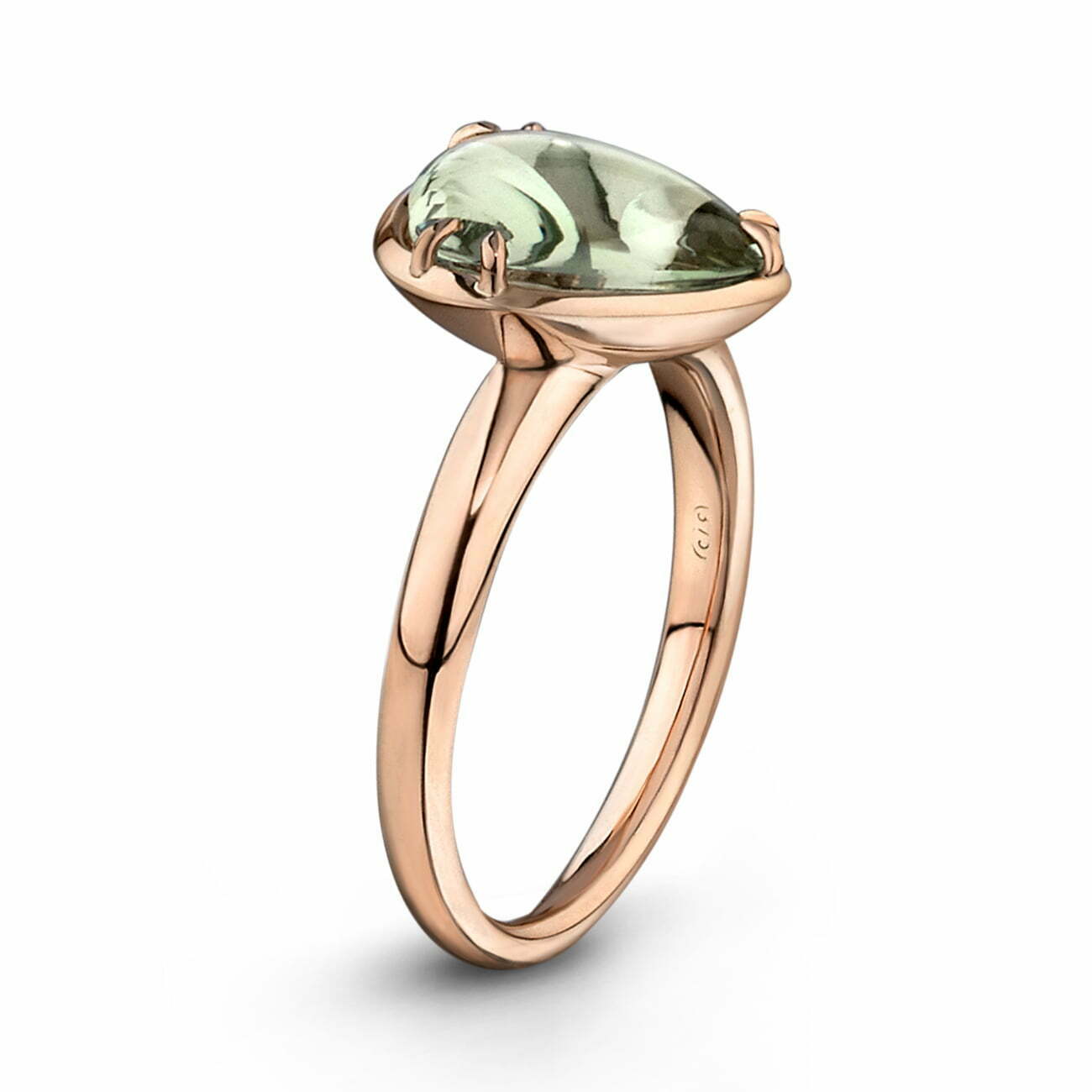Rose Gold & Green Quartz Pebble Ring image 1