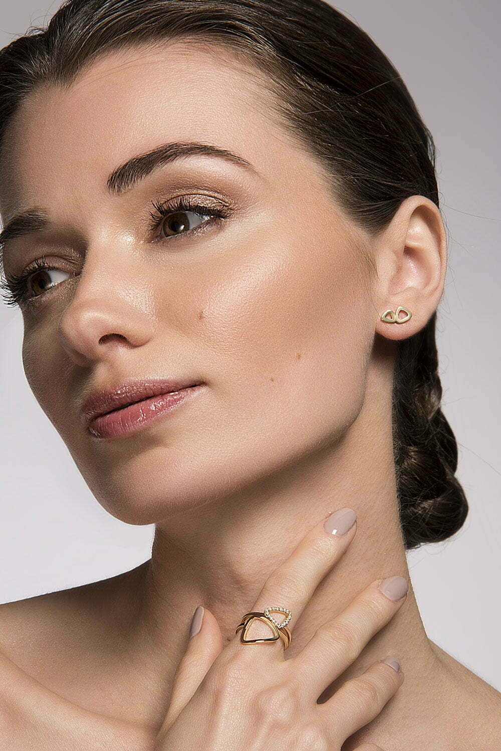 Gold Double Pebble Studs image 1