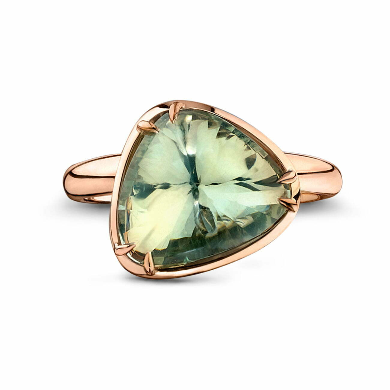 Rose Gold & Green Quartz Pebble Ring image 0