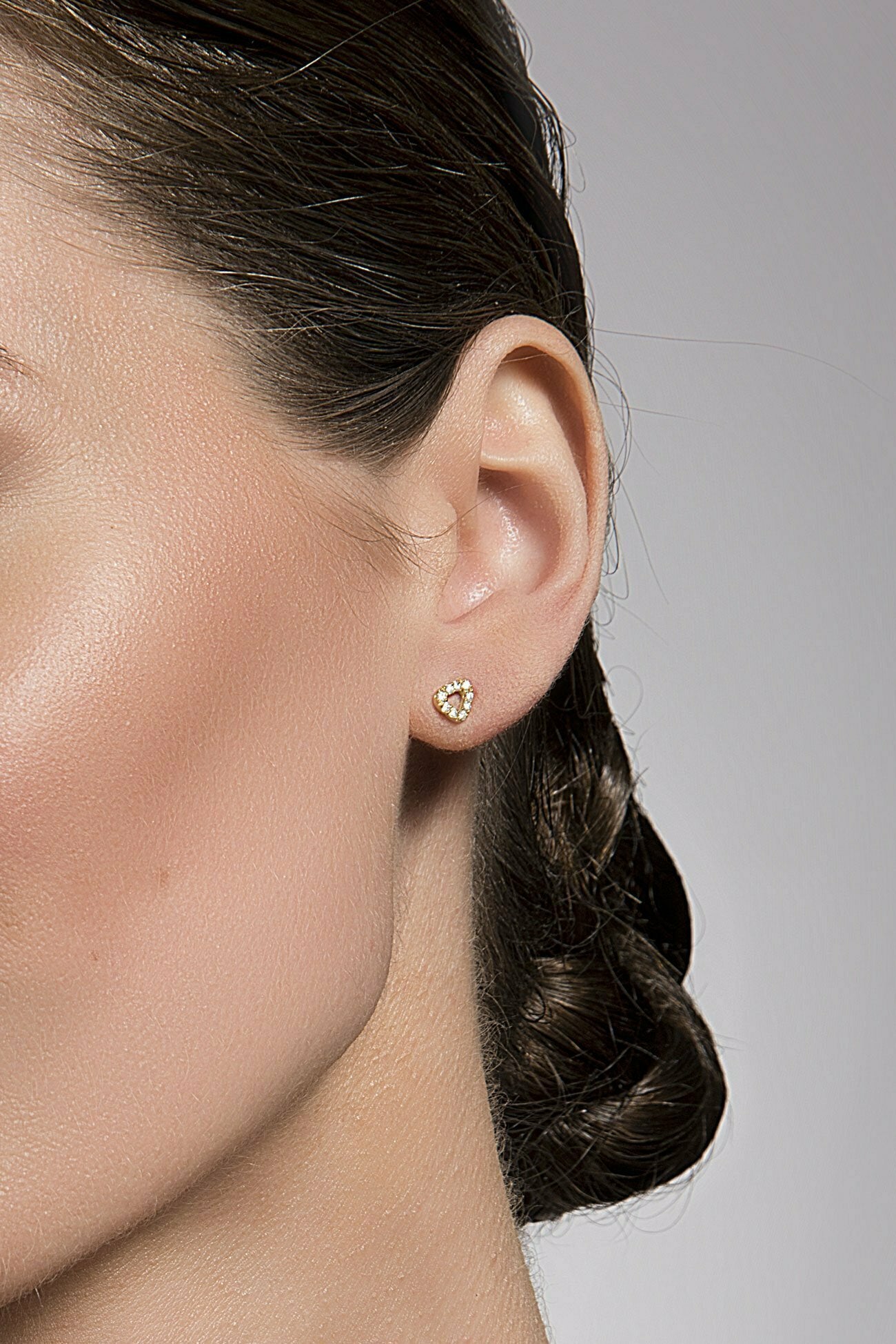 Yellow Gold Diamond Pebble Studs image 1