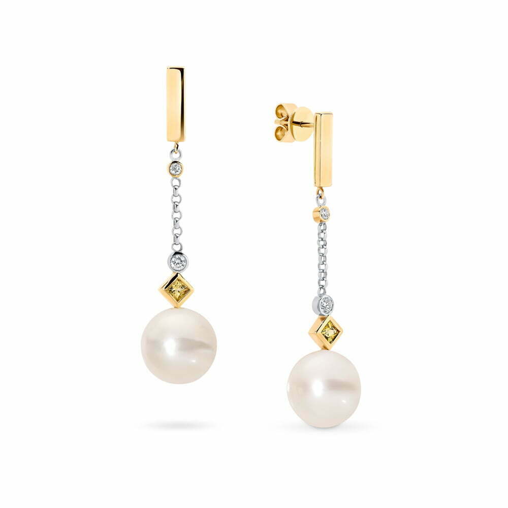 Grace Diamond, Sapphire & South Sea Pearl Earrings image 0