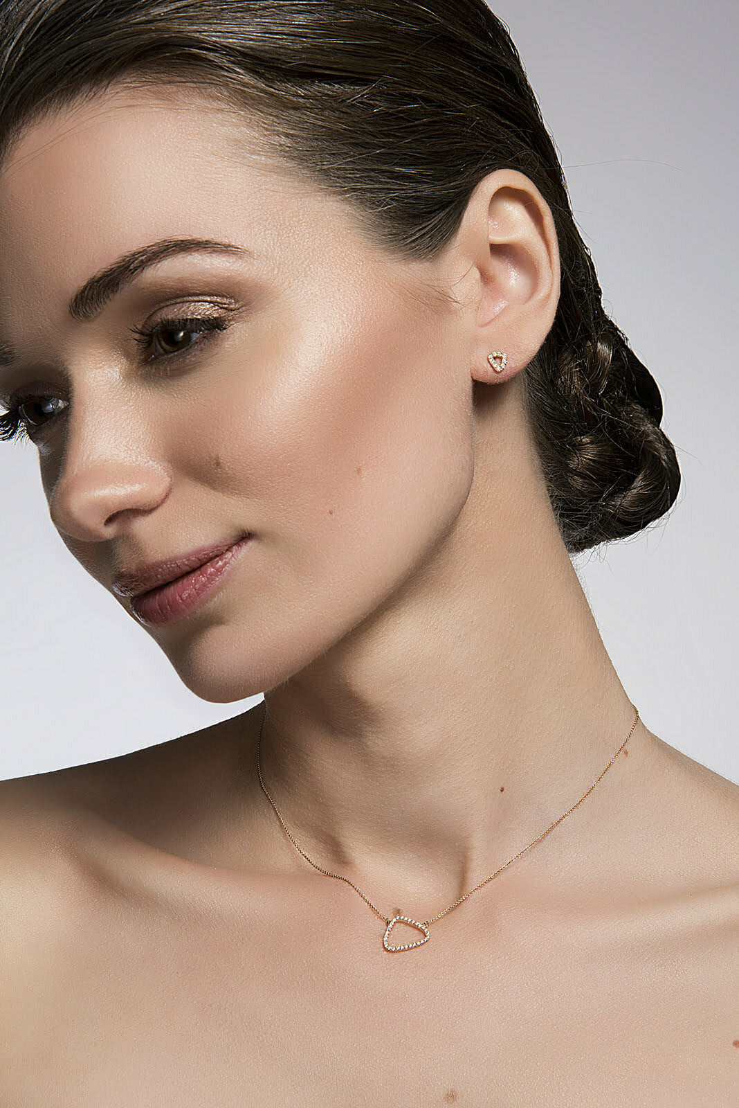 Rose Gold Diamond Pebble Studs image 1