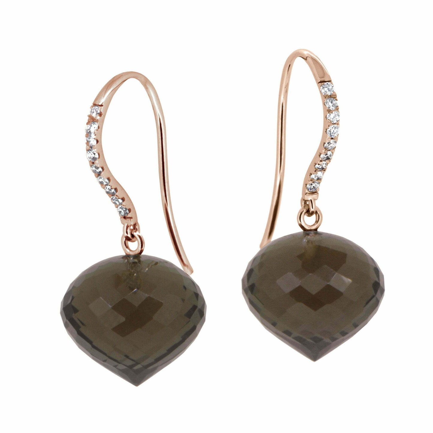 Rose Gold Diamond and Smokey Quartz Drop Earrings image 0